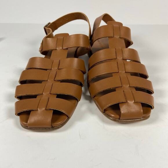 Jenni Kayne Leather Lake Sandal Fisherman Style Square Toe Brown  41 / US 11 - Picture 4 of 10
